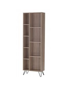 Sonoma Wooden Narrow Bookcase In Oak Effect With Black Metal Legs