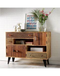 Sorio Large Sideboard In Reclaimed Wood With 3 Doors And 3 Drawers