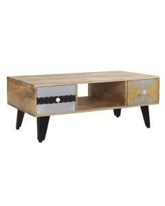 Sorio Wooden 2 Drawers Coffee Table In Reclaimed Wood