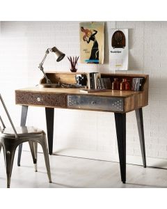 Sorio Wooden 2 Drawers Computer Desk In Reclaimed Wood