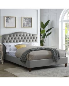 Sorrento Chenille Fabric King Size Bed In Cappuccino