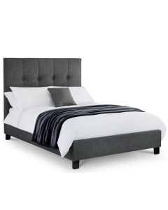 Sorrento High Headboard Linen Fabric King Size Bed In Slate