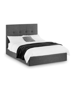 Sorrento Lift-Up Linen Upholstered Storage King Size Bed In Slate Grey
