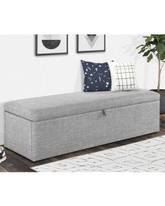 Sorrento Linen Fabric Blanket Box In Light Grey