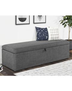 Sorrento Linen Upholstered Blanket Box In Slate Grey