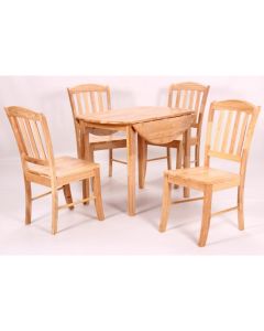 Southall Drop Leaf Wooden Dining Set In Natural With 4 Chairs