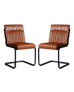 Sreka Brown Faux Leather Dining Chairs In Pair