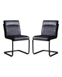 Sreka Dark Grey Faux Leather Dining Chairs In Pair