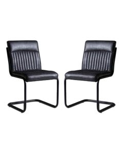Sreka Grey Faux Leather Dining Chairs In Pair