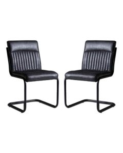 Sreka Grey Faux Leather Dining Chairs In Pair
