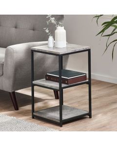 Staten Tall Narrow Wooden Side Table In Concrete Effect