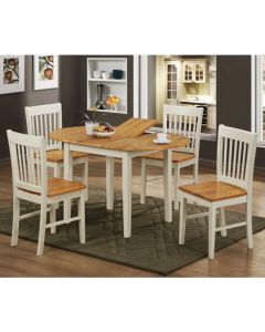 Stacey Extending Wooden Dining Set In Natural Oak And White With 4 Chairs