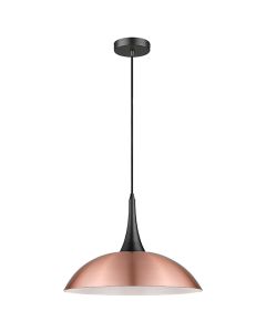 Stamford 1 Bulb Ceiling Pendant Light In Copper And Matt Black