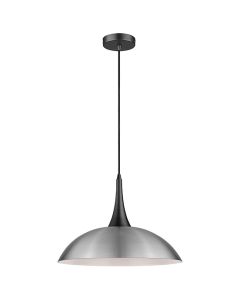 Stamford 1 Bulb Ceiling Pendant Light In Satin Nickel And Matt Black