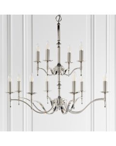 Stanford 12 Candle Lamps Ceiling Pendant Light In Polished Nickel