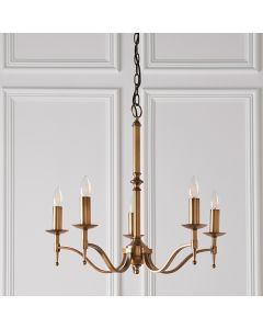Stanford 5 Candle Lamps Ceiling Pendant Light In Antique Brass