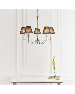 Stanford 5 Lights Black Shades Ceiling Pendant Light In Polished Nickel