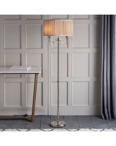 Stanford Beige Shade Floor Lamp In Polished Nickel