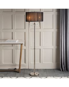 Stanford Black Shade Floor Lamp In Polished Nickel