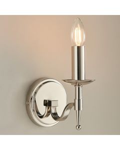 Stanford Single Candle Lamp Wall Light In Polished Nickel