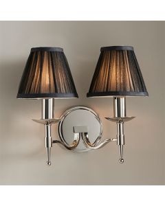 Stanford Twin Black Shade Wall Light In Polished Nickel