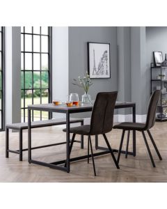 Staten Concrete Effect Dining Table With Bench And 2 Monroe Chairs