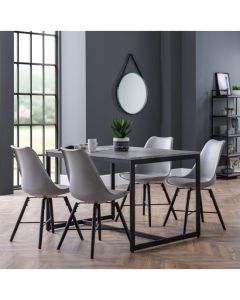 Staten Dining Table In Concrete Effect With 4 Kari Grey Chairs