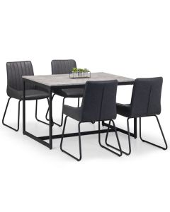 Staten Dining Table In Concrete Effect With 4 Soho Chairs