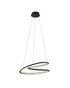 Staten LED Ceiling Pendant Light In Textured Black With White Diffuser