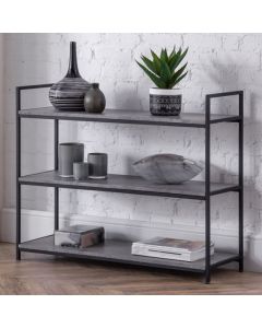 Staten Wooden Low Bookcase In Concrete Effect