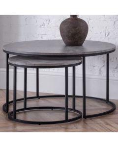 Staten Wooden Nesting Coffee Tables In Concrete Effect