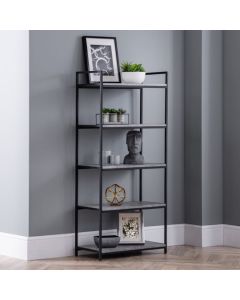 Staten Wooden Tall Bookcase In Concrete Effect