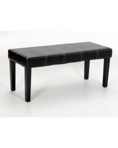 Stella Faux Leather Seating Bench In Black With Wooden Legs