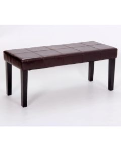 Stella Faux Leather Seating Bench In Brown With Wooden Legs