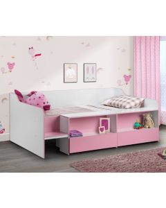 Stella Wooden Low Sleeper Childrens Bed In Matt White And Pink