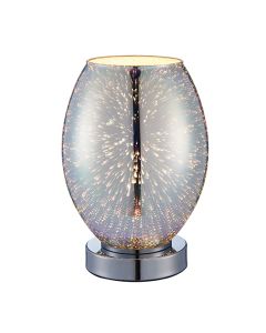 Stellar Chrome Holographic Glass Touch Table Lamp In Chrome