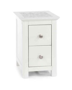 Stirling Natural Stone Top 3 Drawers Bedside Cabinet In White