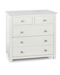 Stirling Natural Stone Top Chest Of Drawers With 5 Drawers In White