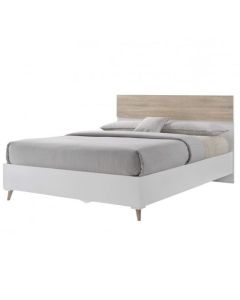 Stockholm Wooden King Size Bed In White And Oak