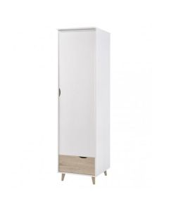 Stockholm Wooden Single Door Wardrobe In White And Oak