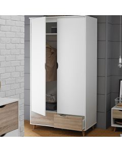 Stockholm Wooden Wardrobe In Oak And White With 2 Doors