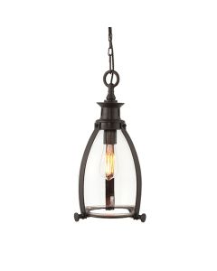 Storni Large Clear Glass Ceiling Pendant Light In Aged Bronze