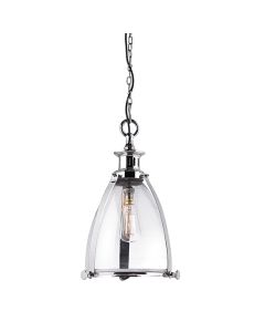 Storni Large Clear Glass Ceiling Pendant Light In Polished Nickel