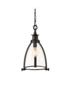 Storni Small Clear Glass Ceiling Pendant Light In Aged Bronze