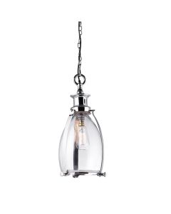 Storni Small Clear Glass Ceiling Pendant Light In Polished Nickel
