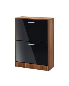 Strand Wooden Shoe Storage Cabinet In Black With 2 Drawers