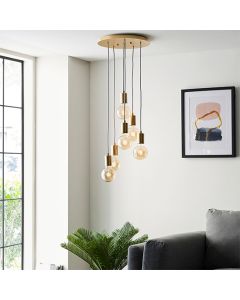 Studio 6 Lights Ceiling Pendant Light In Brushed Brass