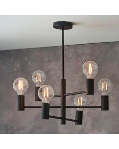 Studio 6 Lights Semi Flush Ceiling Light In Matt Black