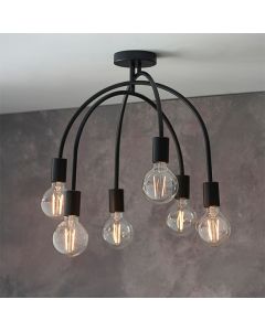 Studio Multi-Arch 6 Lights Semi Flush Ceiling Light In Matt Black