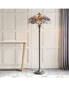 Sullivan Tiffany Glass Floor Lamp In Dark Bronze